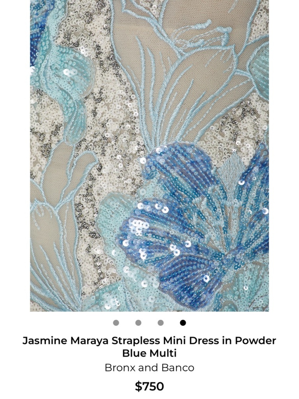Bronx and Banco Powder Blue and Silver Sequin Floral Dress